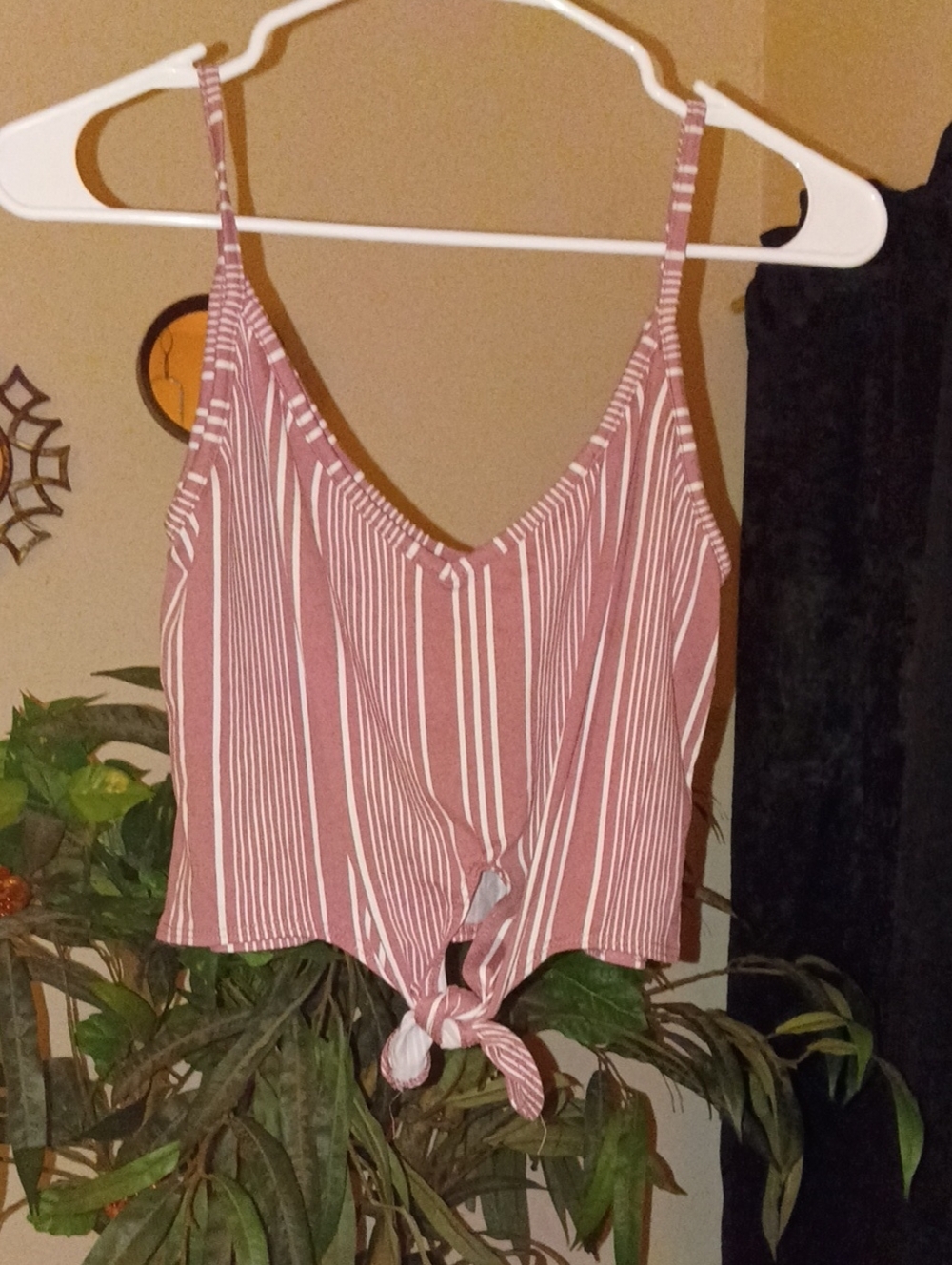 Forever 21 Striped Tie-Front Tank Top - Pink Size Medium